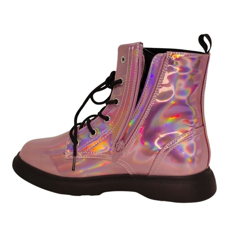 Report Designer Womens NEW w/Tags Rose Irridescent Combat Boots - sz. 5 WOW!! - Picture 2 of 7